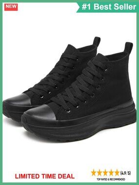 Womens High Top Platform Sneakers Canvas Casual Skate Classic Lace Up Shoes